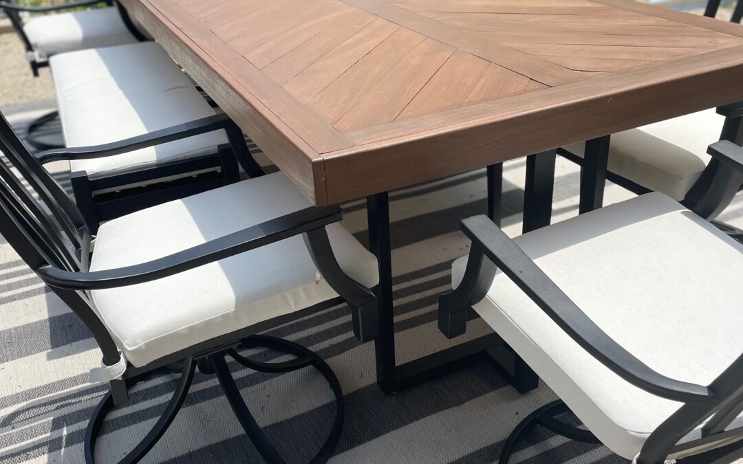 Herring Bone Outdoor Dining Table